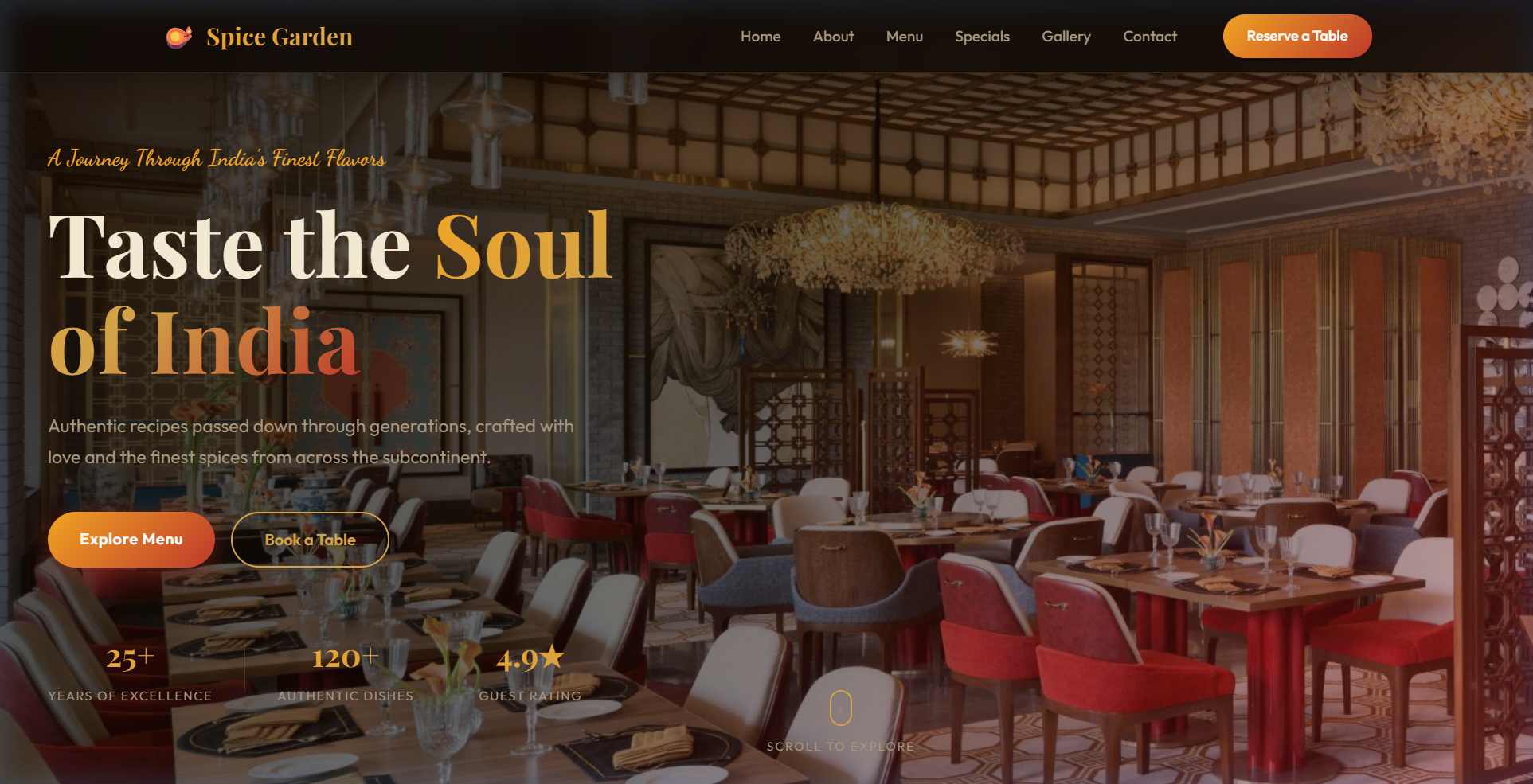 Responsive Restaurant Landing Page Screenshot